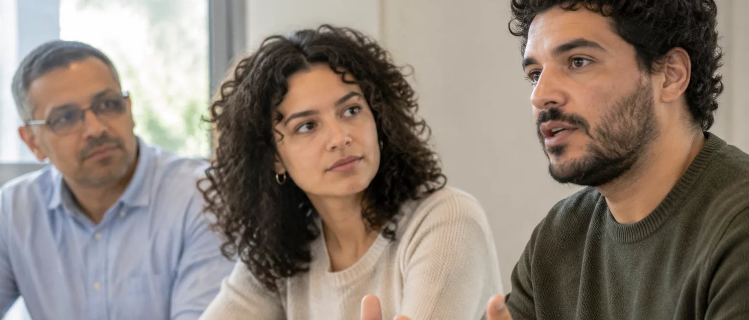 Mesa vista de cima, com o esquema de um raciocínio rabiscado à mão numa folha solta