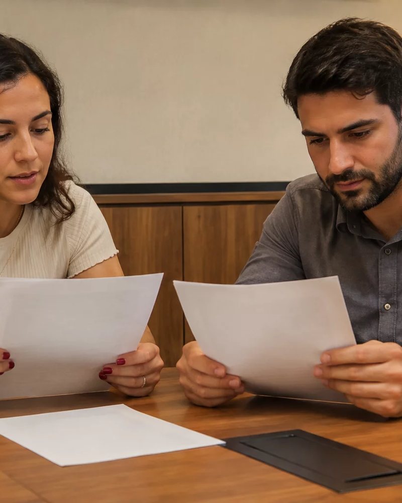 Sala iluminada com uma participante explicando o seu ponto ao grupo sentado ao redor
